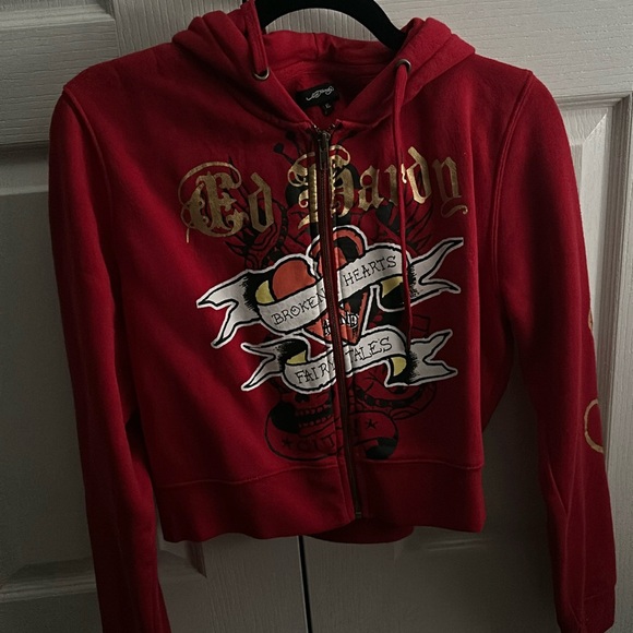 Ed Hardy NWOT Cropped Jacket Red XL runs really small - Picture 3 of 3